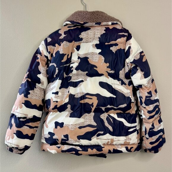 KENZO KIDS Camo Puffer Jacket 10 140 Sherpa-Lined Winter Coat Faux Fur Collar - Picture 3 of 8